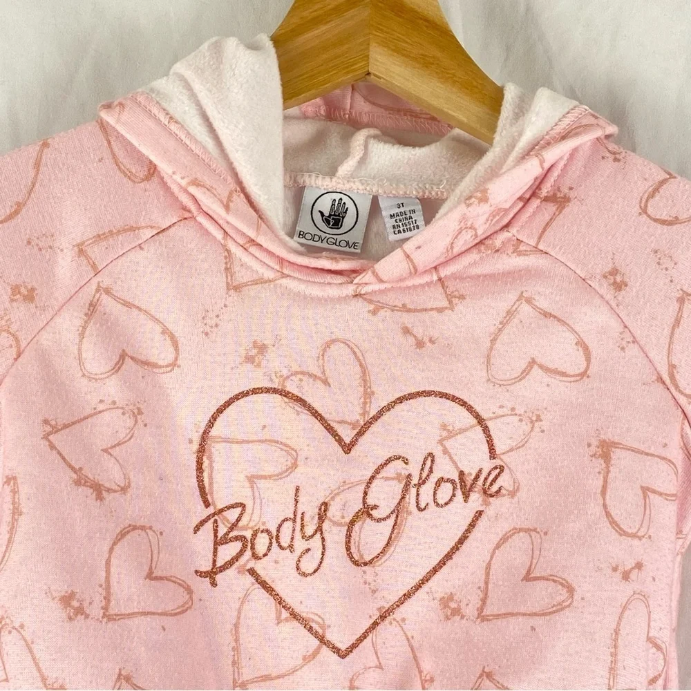 Body Glove Pink Heart Hooded Sweater Toddler Girl Size 3T